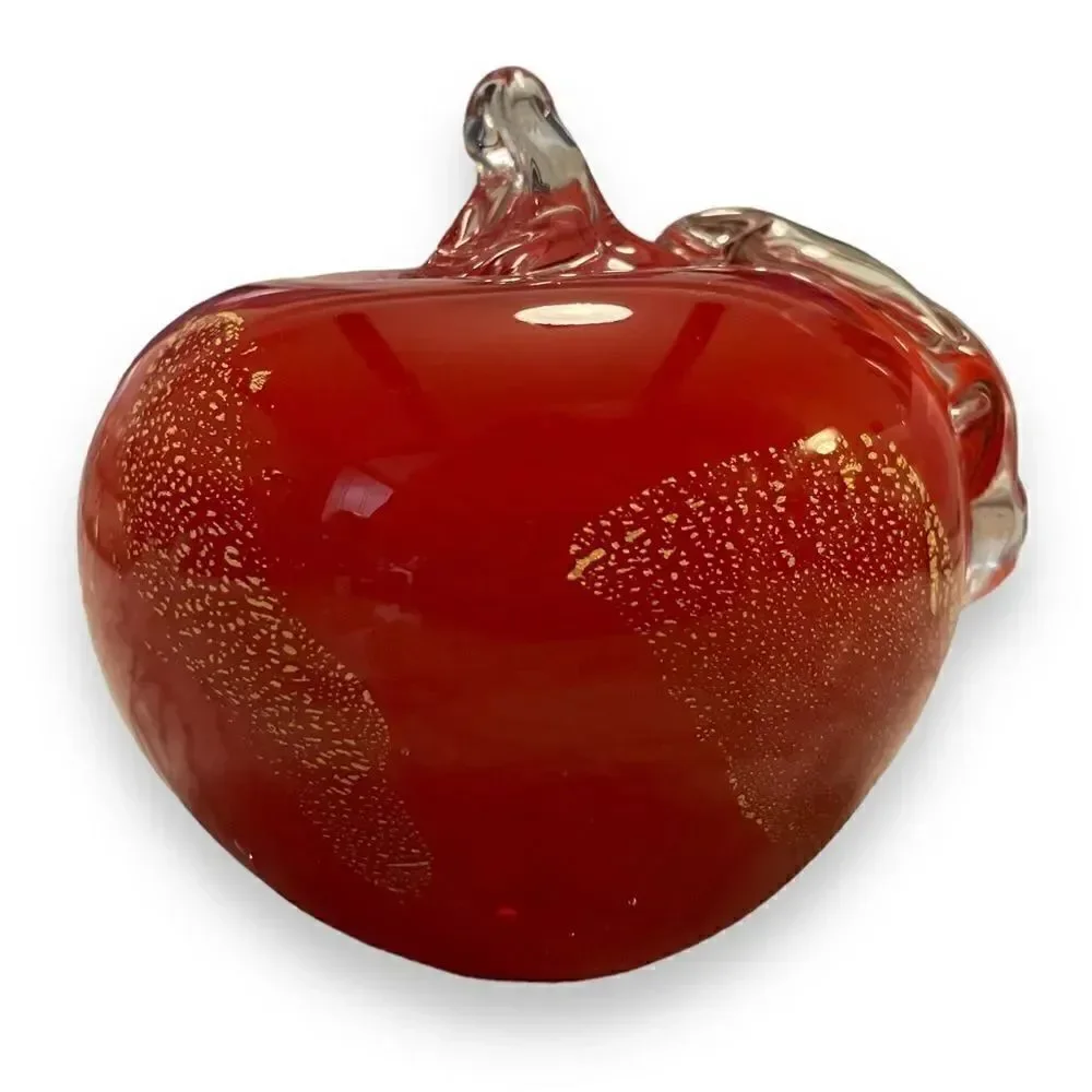 Red Apple Art Glass Paperweight